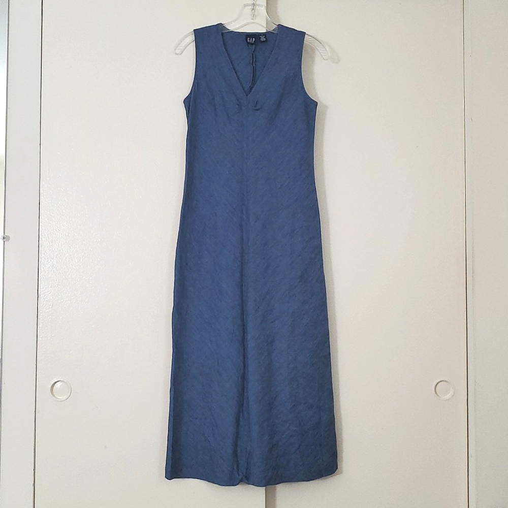 GAP Blue Sleeveless Midi Dress